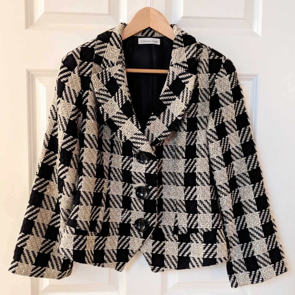 Coldwater Creek black & gray checkered blazer